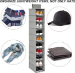 Hanging Shoe Organizer 10-Shelf Shoes Storage for Wardrobe Non-woven Collapsible Hanging Shoe Rack Slim Wardrobe Shoe Storage Organiser Foldable Space Saving Shelf Clothes Handbag Hat Organizer(1pack) - Image 7