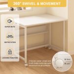 Mobile Computer Desk, Folding Desk With Storage Shelf, Home Office Desk With Wheels For Computer Workstation (With shelve, 80 x 58 x 75 CM) - Image 5