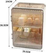 U-HOOME Dish Drying Stand Cabinet, Large Dustproof Nursing Baby Bottle Drying Rack Storage Box Organizer with Door,Kitchen Storage Shelf for Drinking Glass Bottle Bowls Mugs - Image 2