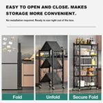 Foldable Storage Shelves 5 Tier, Storage Racks Kitchen Cabinet, Shelf Storage Multipurpose Rack for Living Room Bedroom Kitchen Garage Easy Assembly Black - Image 3
