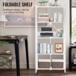 SKY-TOUCH Foldable Storage Shelves 5 Tier, Storage Racks Kitchen Cabinet, Shelf Storage Multipurpose Rack for Living Room Bedroom Kitchen Garage Easy Assembly White 5-shelf - Image 6