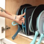 Youcopia Storemore Expandable Cookware Rack Adjustable Pan Organizer for Kitchen Cabinet Storage, Made from Durable Plastic and Steel, White - 50138 - Image 3