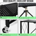 SKY-TOUCH 3-Tier Foldable Storage Shelves, Kitchen Shelf with Caster Wheels, Easy Assembly Shelf Foldable for Living Room Bedroom Kitchen Garage Black - Image 5