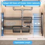 U-HOOME Under Sink Organizer, 2Tier Expandable Cabinet Shelf Organizer with 5 Removable Panels and 5 Storage Basket for Under Shelf Bathroom Storage Organize Rack Holder, Kitchen Sink Dish Rack - Image 7