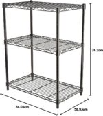 Amazon Basics 3-Shelf Narrow Storage Unit With Height Adjustable Shelves and Levelling Feet, 340 kgs Max Weight, Black, 34 cm D x 58.9 cm W x 76.2 cm H - Image 7