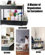 Jorunb Under Sink Organizer, 2 Tier Bathroom Cabinet Organizer with Sliding Basket, Multi-Purpose Under Sink Organizers and Storage for Bathroom Kitchen (4 Hooks) - Image 4