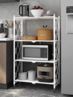 Toshionics 3/4/ 5 shelf Foldable Storage Shelf Unit with Wheel, Heavy Duty Storage Shelving Unit for Kitchen Garage Laundry Bathroom Office, No Assembly Needed 360 steering (4 Layer, White) - Image 3