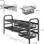 U-HOOME Under Sink Organizer, 2Tier Expandable Cabinet Shelf Organizer with 5 Removable Panels and 5 Storage Basket for Under Shelf Bathroom Storage Organize Rack Holder, Kitchen Sink Dish Rack - Image 3