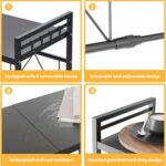 Expandable Storage Rack, 2-Tier Foldable Kitchen Countertop Organizer Shelf, Microwave Oven Rack Microwave Stand with Cutting Boards Stand for Kitchen Counter Top Organizer, 6 Hooks (Black-A) - Image 7