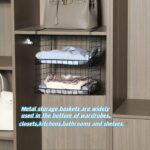 2-Pack Metal Storage Baskets, Under Cabinet Add-on Storage Racks, Under Shelf Basket Storage Hanging Wire Basket Shelves for Kitchen, Pantry, Bookshelf, 12.6INCH (Black) - Image 2