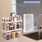 Cabinet Organizer Shelf, 2 Pcs Foldable Stackable Spice Rack, Ventilated Material Pantry Storage Shelves, Counter Shelf for Cabinets, Countertop, Makeup, Bathroom, Desk, Cupboard, White - Image 5
