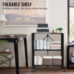 SKY-TOUCH 3-Tier Foldable Storage Shelves, Kitchen Shelf with Caster Wheels, Easy Assembly Shelf Foldable for Living Room Bedroom Kitchen Garage Black - Image 6