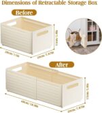 3Pcs Clothes Drawer Organiser with Handle, Expandable Drawer Divider Organizers 8L-14L, Foldable Storage Box for Scarves, Plastic Clothing Storage Basket Wardrobe Storage Organiser for Shelves - Image 3