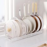 Expandable Pot and Pan Organizer for Cabinet with 10 Dividers, Adjustable Pots and Pans Organizer Rack Pan Lid Cookware Organizers and Storage (White) - Image 7