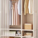 DAYONG 109 * 45 * 166.5CM Foldable Wardrobe, Portable Closet with 2 Hanging Rods and 4 Storage Shelves, Non-Woven Fabric And Dustproof Deisgn For Using in Bedrooms and Apartments