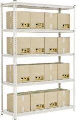 WWI Storage Shelves Metal Shelves Steel Rack 180cm Five Layers Metal Rack Metal Rack Height Adjustable Rack (WHITE, 120 * 40)