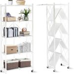 SKY-TOUCH Foldable Storage Shelves 5 Tier, Storage Racks Kitchen Cabinet, Shelf Storage Multipurpose Rack for Living Room Bedroom Kitchen Garage Easy Assembly White 5-shelf