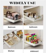 U-HOOME Pull Out Cabinet Drawer Organizer Fixed with Adhesive,Slide Out Drawer Pantry Storage Shelves,Kitchen Spice Rack Under Cabinet Storage Fits Spices,Sauces,Cans (Spice rack-40cm) - Image 9