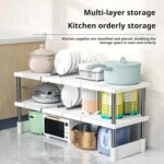 2 Tier Kitchen Sink Dish Rack, Expandable Under Sink Storage with 5 Removable Panels, Expandable Cabinet Shelf Organizer, Under Shelf Storage Organize Rack Holder for Kitchen, Bathroom - Image 4