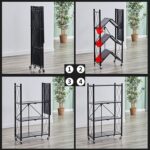 4-Tier Foldable Storage Shelves with Wheels, Metal Display Organizing Rack Shelves Units for Kitchen Home Office Bathroom Garage Living Room - Image 3