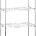 Amazon Basics 5-Shelf Narrow Storage Unit With Height Adjustable Shelves and Levelling Feet, 453kg Max Weight, Chrome, 34 cm D x 58.9 cm W x 152.5 cm H