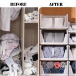 Stackable Storage Bins, Plastic Clothes Drawer Organizer, Wardrobe Storage Box Shelf Basket, Foldable Sliding Bins for Cabinet, Laundry, Bedroom Closet, Office Supplies, White 3 Pcs - Image 4