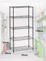 TreeTop 5-Tier Wire Shelving bathroom storage 5 Shelves Unit Metal kitchen Storage Rack(Black) (5-Tier) - Image 2
