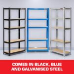 Rhino Racking - 5 Tier Heavy-Duty Industrial Storage Shelves - Black - 180x90x30cm - Image 7