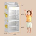 Kids Bookshelf, 2 Tier Montessori Bookcase Book Shelf with Wheels & DIY Pegboard, Foldable Storage Cabinet, Magazine Rack Book Storage Rack and Storage for Kids Rooms, Bedroom - Image 2