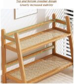 Kitchen Table Spice Rack, Household 2 Tier Mug Storage, Cabinet Coffee Cup, Mug Asphalt Shelf, Simple Bamboo Flower Holder Bookshelf (Wood Colour, Large) - Image 8