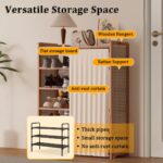 Bamboo Shoe Cabinet with Dustproof Cover, 6 Tiers Closed Entryway Shoes Shelf Freestanding Boots Storage Racks Organizer, Curtained Shoes Stand Kitchen Cabinet for Home Office 70x24x99cm - Image 7