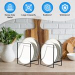 2PCS Vertical Plate Holders, Kitchen Plate Organizer for Cabinet, Upright Dish Storage Rack for Small Plates, Black, Space-Saving Design for Cupboard and Countertop - Image 6