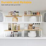 YelaJoy Set of 2 Cabinet Shelf Organizer – Stackable, Expandable Kitchen Countertop Storage Shelves, Spice Rack for Pantry, Bathroom & Under-Sink, Natural - Image 4
