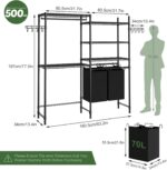 Over The Washer and Dryer Storage Shelf, Laundry Room Organization Storage Rack with Laundry Hamper, Clothes Drying Rack for Hanging Towels and Drying Clothes - Image 3