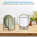 2PCS Vertical Plate Holders, Kitchen Plate Organizer for Cabinet, Upright Dish Storage Rack for Small Plates, Black, Space-Saving Design for Cupboard and Countertop - Image 3