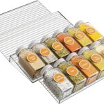 HASTHIP® 2Pcs Spice Drawer Organizer Spice Rack, 4 Tiers Clear Acrylic Seasoning Jars Storage Tray, Stepped Anti-Skid Kitchen Storage Shelf for Kitchen, Countertop, Cabinet, 11x19 inch