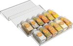 HASTHIP® 2Pcs Spice Drawer Organizer Spice Rack, 4 Tiers Clear Acrylic Seasoning Jars Storage Tray, Stepped Anti-Skid Kitchen Storage Shelf for Kitchen, Countertop, Cabinet, 11x19 inch