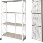 N/P 4-Tier Foldable Storage Shelves with Caster Wheels - White