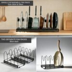 SKY-TOUCH Pot and Pan Organizers Rack : Expandable Pot Lid Organizer Holder with 10 Adjustable Compartment Cookware Plate Rack for Kitchen Cabinet Black - Image 6