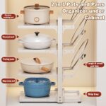 Pots and Pans Organizer under Cabinet, Cutting Board Pot Lid Storage Rack with 6 Adjustable Tiers and 3 Pot Lid Racks, Pan Holder Under Sink, Heavy Duty kitchen Organizer Pot Racks - Image 5