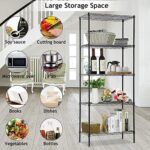 TreeTop 5-Tier Wire Shelving bathroom storage 5 Shelves Unit Metal kitchen Storage Rack(Black) (5-Tier) - Image 6