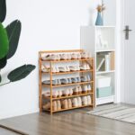 5-Tier Bamboo Shoe Rack - Foldable Wooden Storage Shelf for Entryway Hallway & Bedroom - Space-Saving Stylish Design - 70cm Tall Ideal for Small Spaces - Image 2