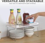 FINESEET Stackable Cabinet Shelf, Acrylic Kitchen Cabinet Organizers and Storage, Foldable Cabinet Shelf Rack, Kitchen Counter Shelves for Pantry Cupboard (Natural) - Image 4