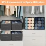 Closet Organizer, 12-Cell Drawer Storage Box for Clothes Jeans Pants Sweaters Towels T-Shirts, Wardrobe Shelf Divider for Home Closet Storage, Foldable Durable Fabric Organizer, 1 Pcs Gray - Image 4