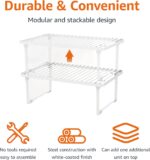 Amazon Basics Stackable Metal Kitchen Storage Shelves, Set of 2 - White - Image 3