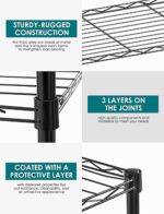 TreeTop 5-Tier Wire Shelving bathroom storage 5 Shelves Unit Metal kitchen Storage Rack(Black) (5-Tier) - Image 3