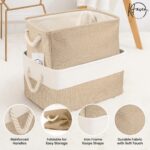 Storage Basket with Handles - Foldable Basket Organizer for Shelves, Wardrobe, Clothes - Size M (36×26×16 cm) - Beige - Image 4