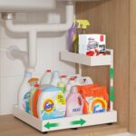 Angju Expandable Under Sink Organizers and Storage, 2 Tier Under Cabinet Organizer, Heights Adjustable Pull Out Rack for Kitchen Bathroom Laundry