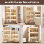 Stackable Storage Bins with Lids, 5 Tier Storage Cabinet with Wheels Dual Opening Storage Box, Collapsible Closet Organizer Foldable Clothes Snacks Toys Book Container Case 42x26x108cm - Image 6