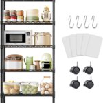 5 Tier Shelving Unit Adjustable Wire Shelves Organizer Shelf Rack Heavy Duty Storage Unit Metal Storage Rack Durable Organizer (Black)